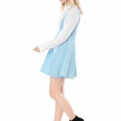 Allegra K Women Button Decor Flared Hem Above Knee Dress Suspender Skirt