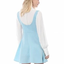 Allegra K Women Button Decor Flared Hem Above Knee Dress Suspender Skirt