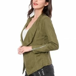 Allegra K Women's Moto Faux Suede Jacket Lightweight Open Front Lapel Draped Outwear Cardigan Clothing 90 Allegra K Women's Moto Faux Suede Jacket Lightweight Open Front Lapel Draped Outwear Cardigan Clothing