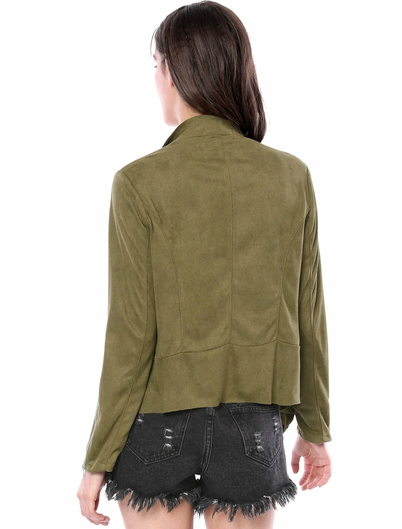 Allegra K Women's Moto Faux Suede Jacket Lightweight Open Front Lapel Draped Outwear Cardigan Clothing 25 Allegra K Women's Moto Faux Suede Jacket Lightweight Open Front Lapel Draped Outwear Cardigan Clothing