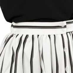 Allegra K Women's Stripes Button Front Elastic Back A Line Midi Skirt 118 Allegra K Women's Stripes Button Front Elastic Back A Line Midi Skirt