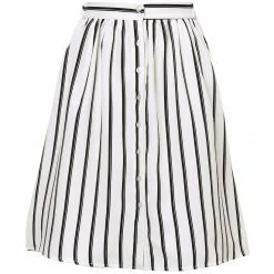 Allegra K Women's Stripes Button Front Elastic Back A Line Midi Skirt 113 Allegra K Women's Stripes Button Front Elastic Back A Line Midi Skirt