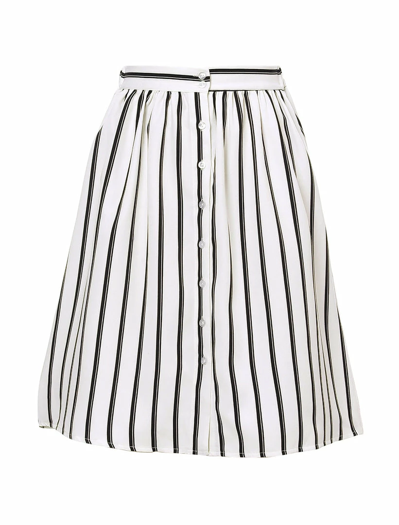 Allegra K Women's Stripes Button Front Elastic Back A Line Midi Skirt 52 Allegra K Women's Stripes Button Front Elastic Back A Line Midi Skirt