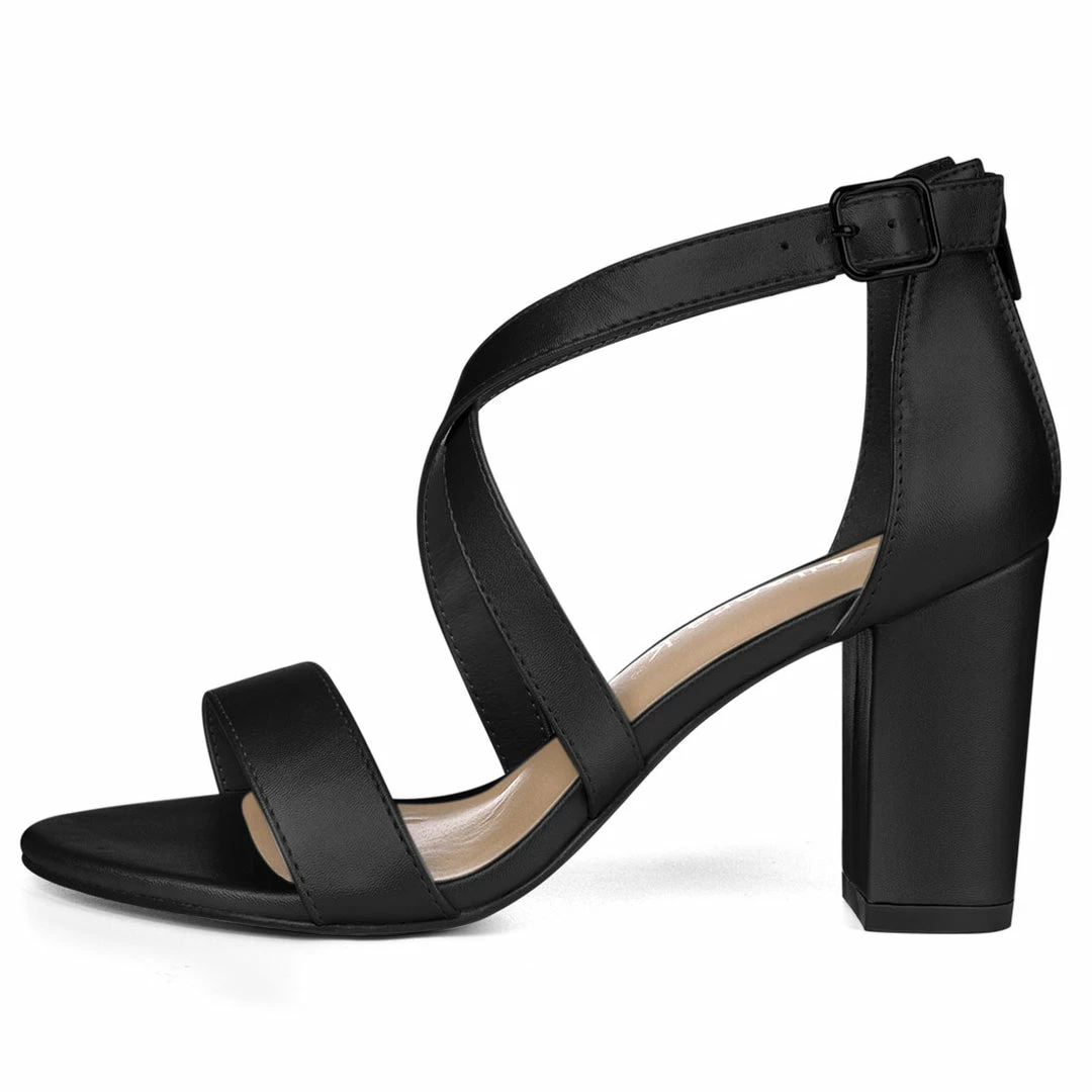 Allegra K HJ284H-03 Women Chunky Heel Crisscross Straps Dress Sandals 30 Allegra K HJ284H-03 Women Chunky Heel Crisscross Straps Dress Sandals