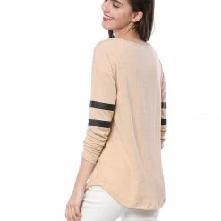 Allegra K V Neck Drop Shoulder Striped Cat Print Tunic Top Women