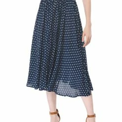Allegra K Women's Polka Dots Elastic Waist A Line Midi Skirt