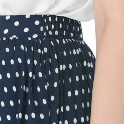 Allegra K Women's Polka Dots Elastic Waist A Line Midi Skirt