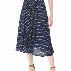 Allegra K Women's Polka Dots Elastic Waist A Line Midi Skirt