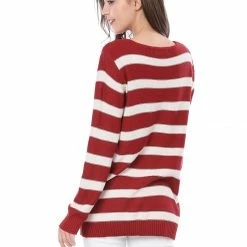 Allegra K Long Sleeves Drop Shoulder Loose Striped Sweater Women 33 Allegra K Long Sleeves Drop Shoulder Loose Striped Sweater Women