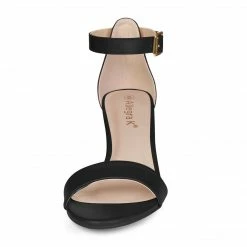 Allegra K TR98227C-1 Women Open Toe Kitten Heeled Ankle Strap Sandals Shoes