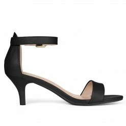 Allegra K TR98227C-1 Women Open Toe Kitten Heeled Ankle Strap Sandals Shoes