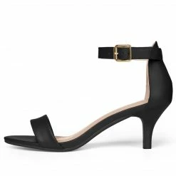 Allegra K TR98227C-1 Women Open Toe Kitten Heeled Ankle Strap Sandals Shoes