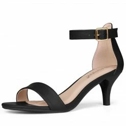 Allegra K TR98227C-1 Women Open Toe Kitten Heeled Ankle Strap Sandals Shoes