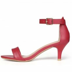 Allegra K TR98227C-1 Women Open Toe Kitten Heeled Ankle Strap Sandals Shoes