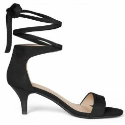 Allegra K Women's Women Open Toe Kitten Heel Lace Up Dress Sandals