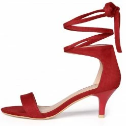 Allegra K Women's Women Open Toe Kitten Heel Lace Up Dress Sandals