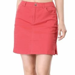 Allegra K Women Zip Fly Slit Sides Above Knee Straight Skirt