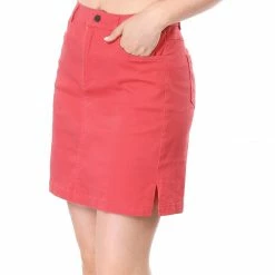 Allegra K Women Zip Fly Slit Sides Above Knee Straight Skirt