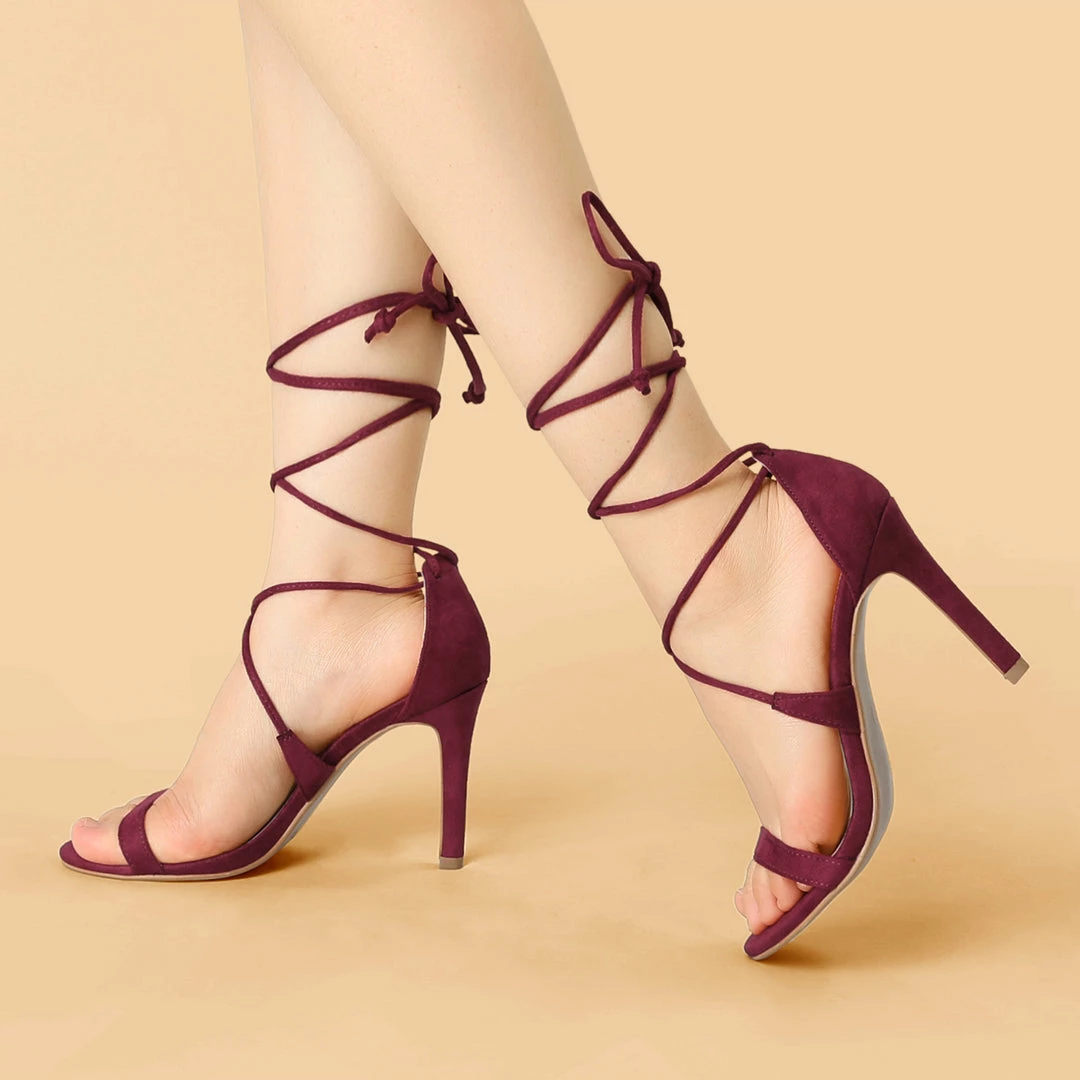 Allegra K Women Open Toe Stiletto High Heel Lace-Up Sandals Shoes 15 Allegra K Women Open Toe Stiletto High Heel Lace-Up Sandals Shoes