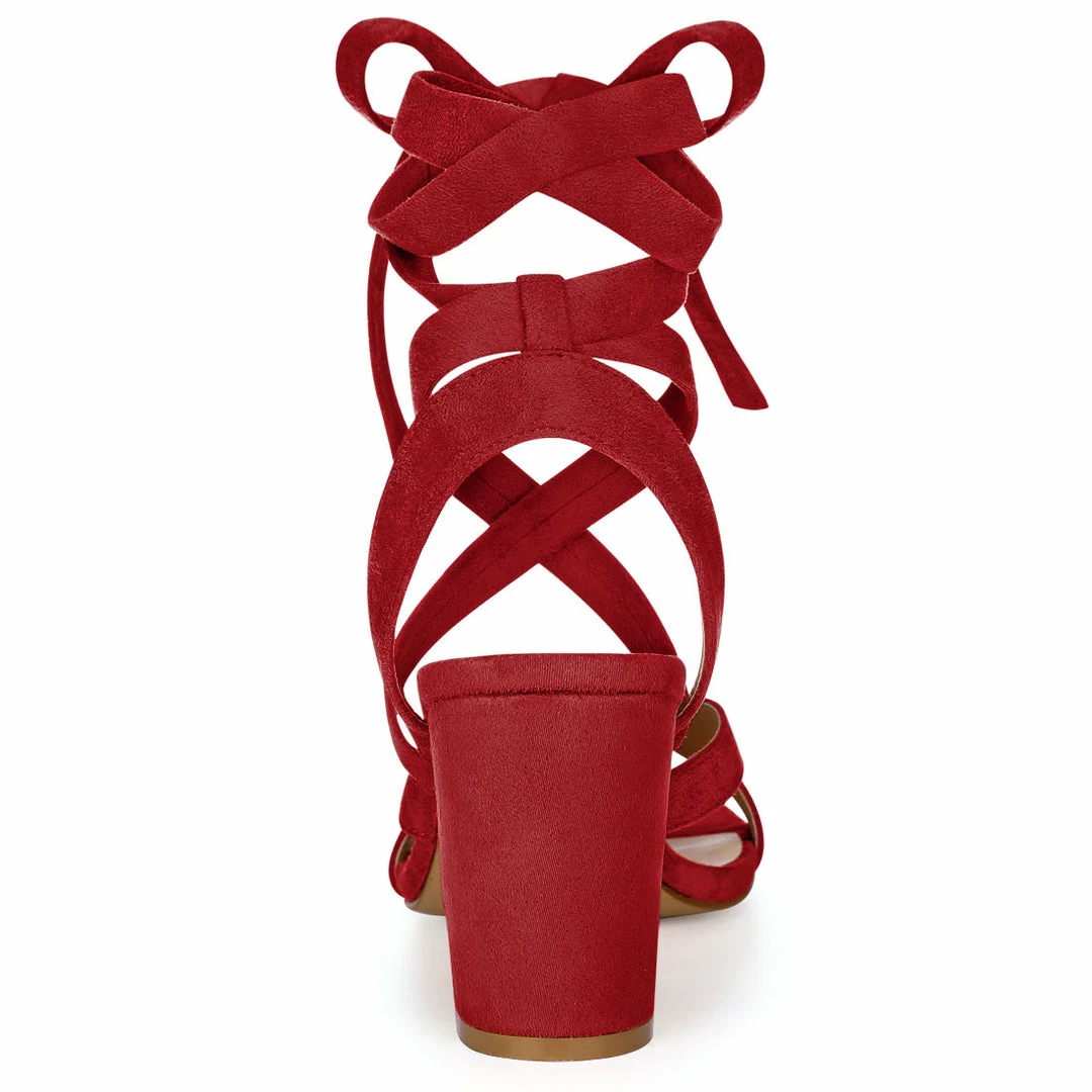 Allegra K Women Open Toe Crisscross Lace Up Chunky Heel Sandals 20 Allegra K Women Open Toe Crisscross Lace Up Chunky Heel Sandals