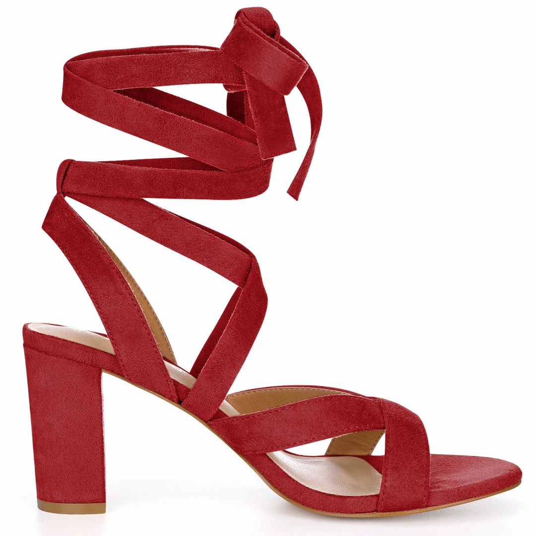 Allegra K Women Open Toe Crisscross Lace Up Chunky Heel Sandals 23 Allegra K Women Open Toe Crisscross Lace Up Chunky Heel Sandals