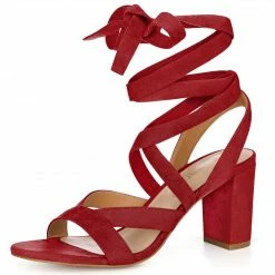 Allegra K Women Open Toe Crisscross Lace Up Chunky Heel Sandals 64 Allegra K Women Open Toe Crisscross Lace Up Chunky Heel Sandals