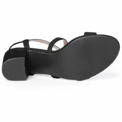 Allegra K Shoes YFL01162-6 Women Open Toe Crisscross Straps Block Heeled Sandals