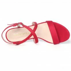 Allegra K Shoes YFL01162-6 Women Open Toe Crisscross Straps Block Heeled Sandals