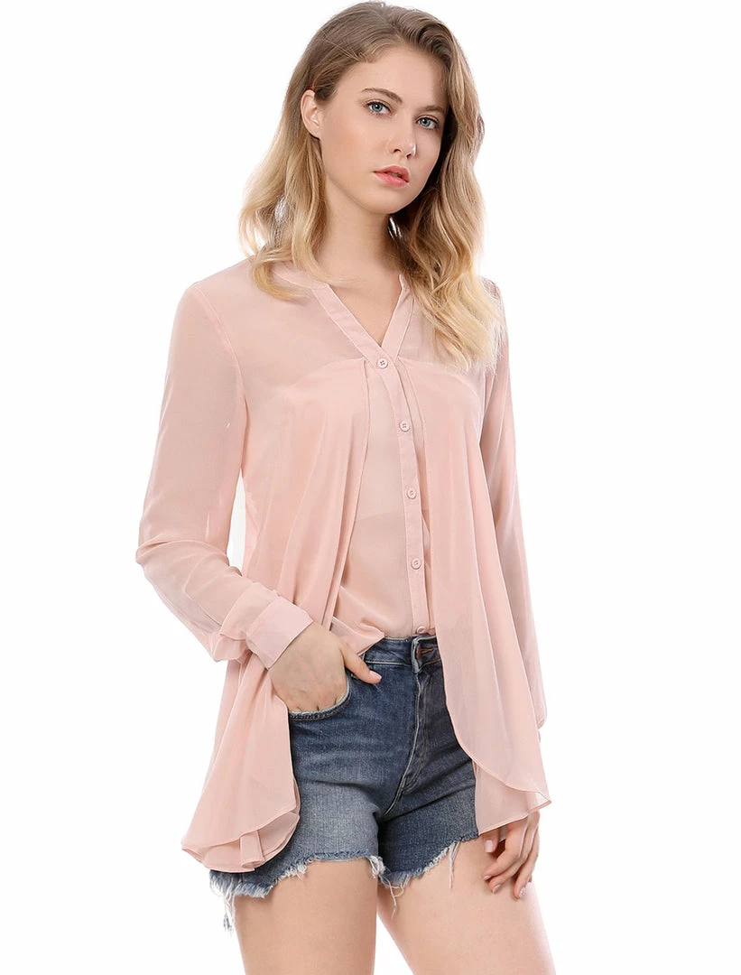 Allegra K Women Allgra K V Neck Layered Chiffon Swing Blouse W Tube Top 11 Allegra K Women Allgra K V Neck Layered Chiffon Swing Blouse W Tube Top