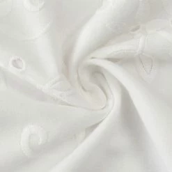 Women Allegra K Elbow Sleeves Round Neck Embroidery Blouse