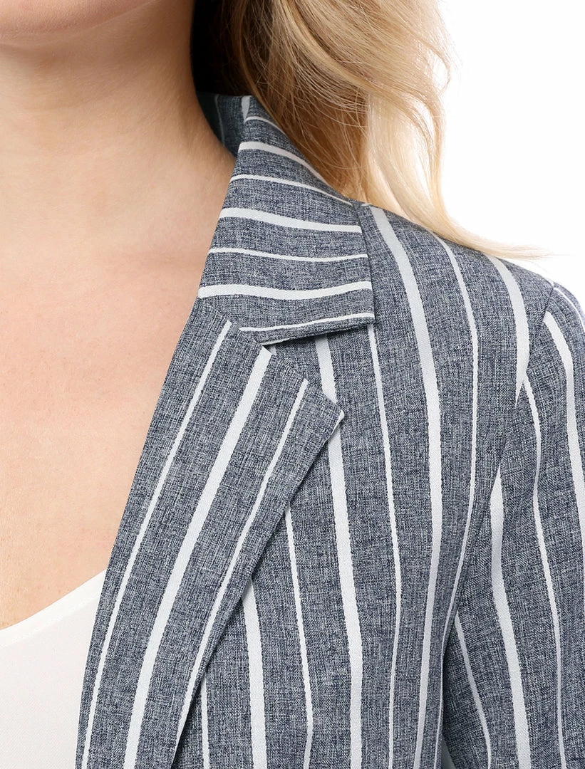Allegra K Striped 3/4 Sleeves Open Front Notched Lapel Blazer Women 32 Allegra K Striped 3/4 Sleeves Open Front Notched Lapel Blazer Women