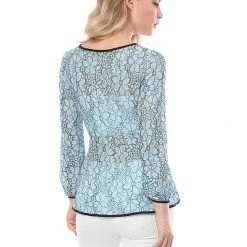 Allegra K Self-Tie Waist Bi-Color Contrast Lace Peplum Top 133 Allegra K Self-Tie Waist Bi-Color Contrast Lace Peplum Top