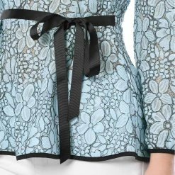 Allegra K Self-Tie Waist Bi-Color Contrast Lace Peplum Top 134 Allegra K Self-Tie Waist Bi-Color Contrast Lace Peplum Top