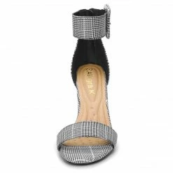 Allegra K Shoes BC0593 Women Block Heel Zipper Buckle Ankle Strap Sandals