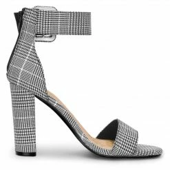 Allegra K Shoes BC0593 Women Block Heel Zipper Buckle Ankle Strap Sandals