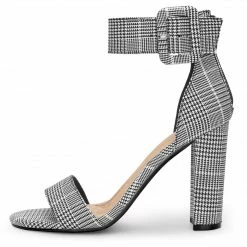 Allegra K Shoes BC0593 Women Block Heel Zipper Buckle Ankle Strap Sandals