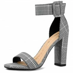 Allegra K Shoes BC0593 Women Block Heel Zipper Buckle Ankle Strap Sandals