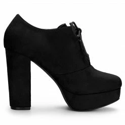 Allegra K Shoes Women's Platform Chunky Heel Lace Up Booties 90 Allegra K Shoes Women's Platform Chunky Heel Lace Up Booties