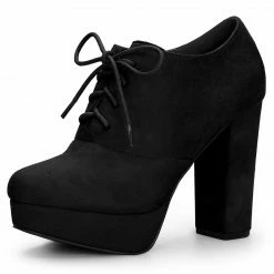 Allegra K Shoes Women's Platform Chunky Heel Lace Up Booties 85 Allegra K Shoes Women's Platform Chunky Heel Lace Up Booties
