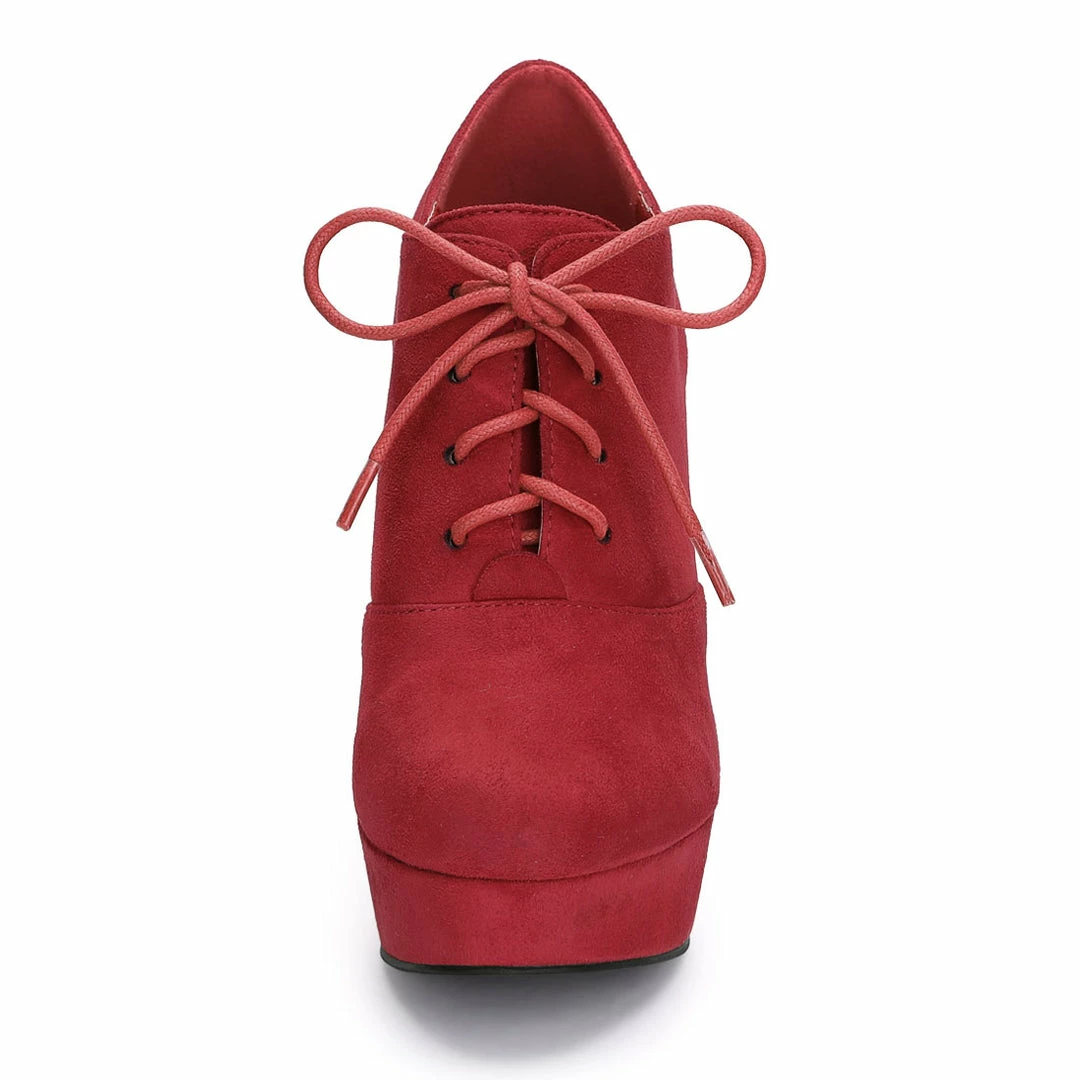 Allegra K Shoes Women's Platform Chunky Heel Lace Up Booties 32 Allegra K Shoes Women's Platform Chunky Heel Lace Up Booties