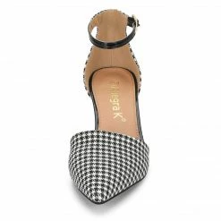 Allegra K Shoes Women's Houndstooth Block Heel Ankle Strap Pumps 38 Allegra K Shoes Women's Houndstooth Block Heel Ankle Strap Pumps