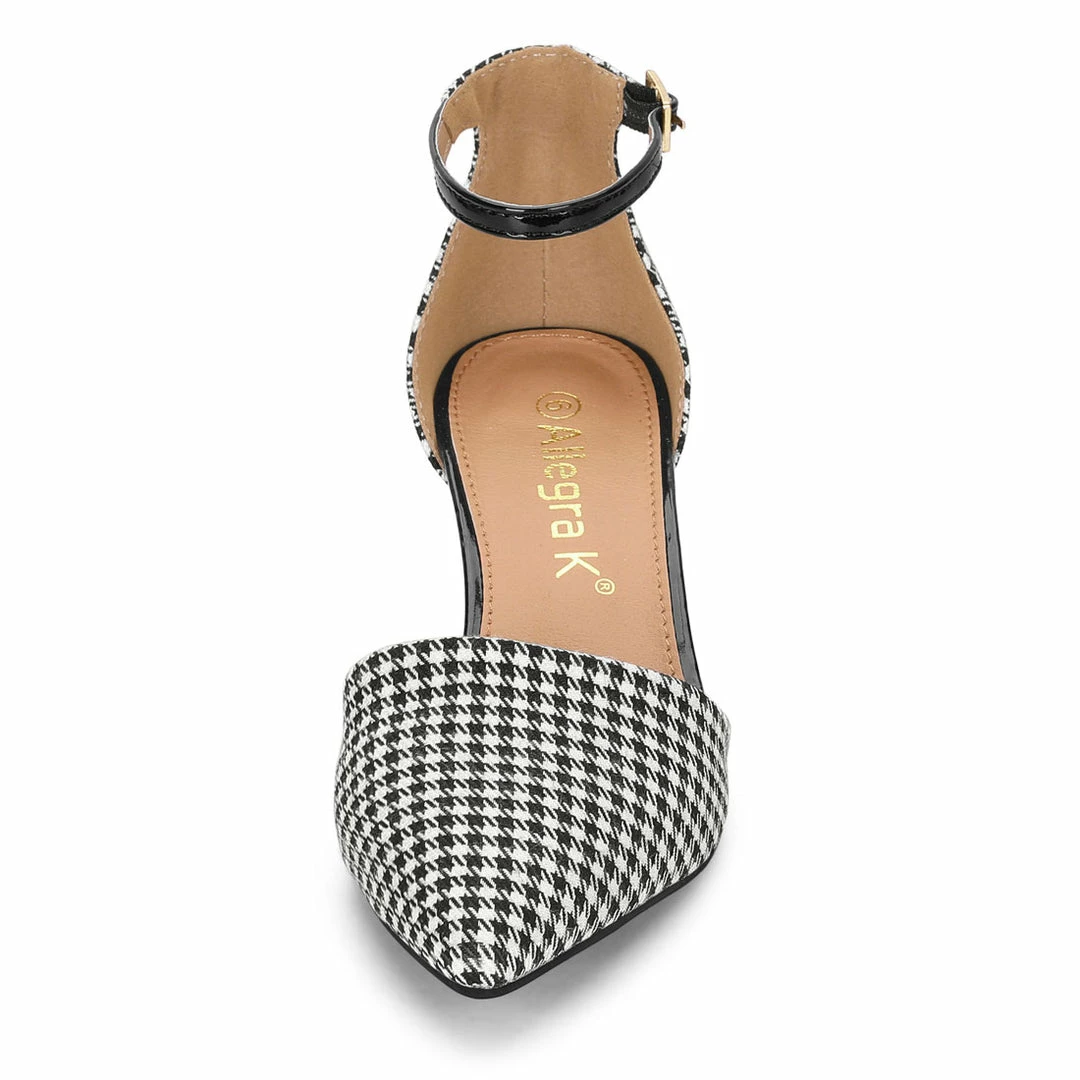 Allegra K Shoes Women's Houndstooth Block Heel Ankle Strap Pumps 18 Allegra K Shoes Women's Houndstooth Block Heel Ankle Strap Pumps