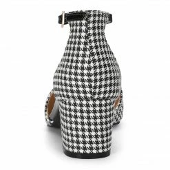 Allegra K Shoes Women's Houndstooth Block Heel Ankle Strap Pumps 39 Allegra K Shoes Women's Houndstooth Block Heel Ankle Strap Pumps