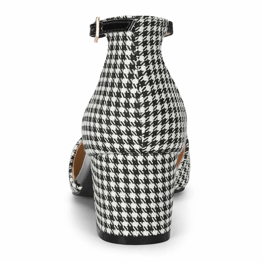 Allegra K Shoes Women's Houndstooth Block Heel Ankle Strap Pumps 19 Allegra K Shoes Women's Houndstooth Block Heel Ankle Strap Pumps