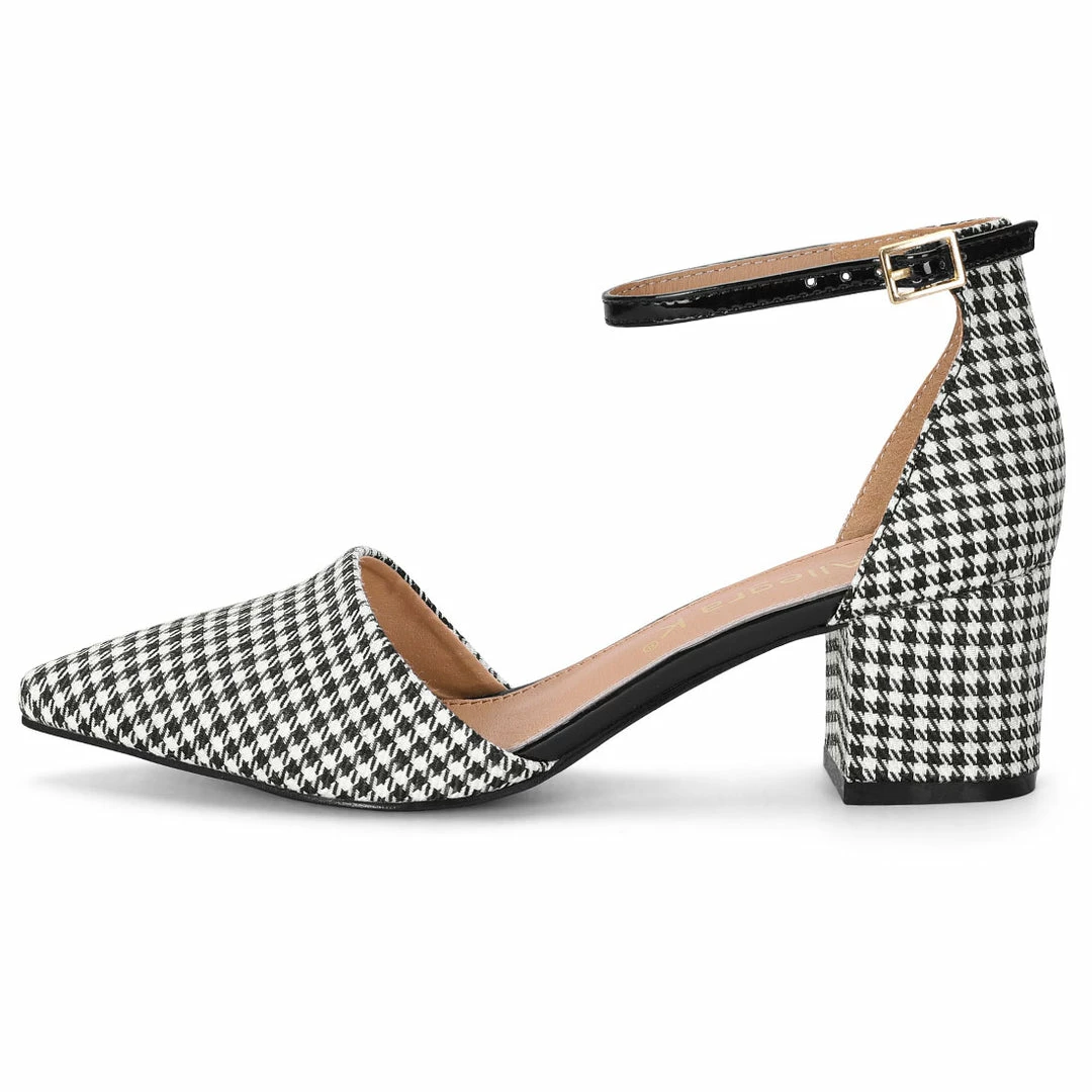 Allegra K Shoes Women's Houndstooth Block Heel Ankle Strap Pumps 17 Allegra K Shoes Women's Houndstooth Block Heel Ankle Strap Pumps