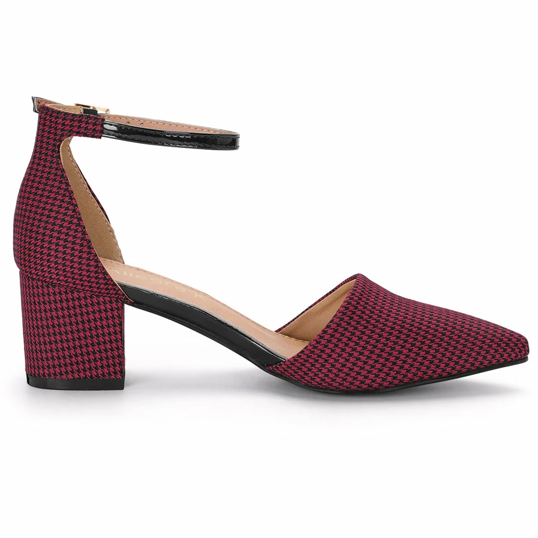 Allegra K Shoes Women's Houndstooth Block Heel Ankle Strap Pumps 15 Allegra K Shoes Women's Houndstooth Block Heel Ankle Strap Pumps