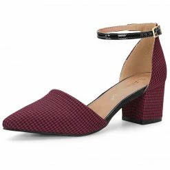 Allegra K Shoes Women's Houndstooth Block Heel Ankle Strap Pumps 36 Allegra K Shoes Women's Houndstooth Block Heel Ankle Strap Pumps