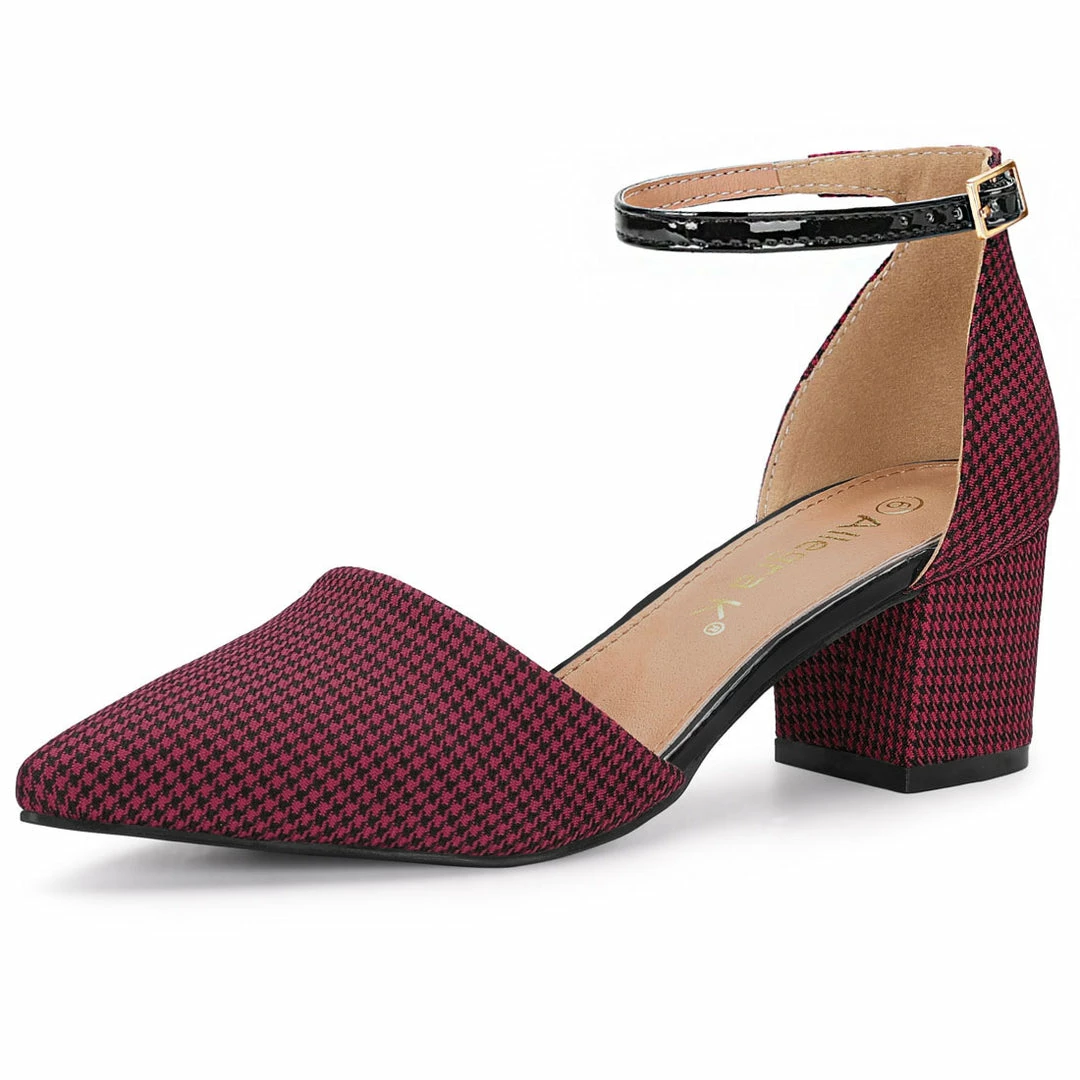 Allegra K Shoes Women's Houndstooth Block Heel Ankle Strap Pumps 16 Allegra K Shoes Women's Houndstooth Block Heel Ankle Strap Pumps