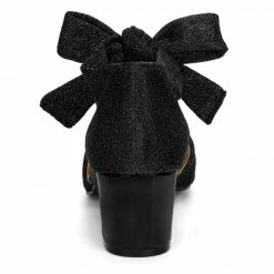 Allegra K Women's Block Heels Lace Up Sandals Glitter Pumps