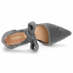 Allegra K Women's Block Heels Lace Up Sandals Glitter Pumps